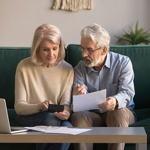 Couple reviewing documents